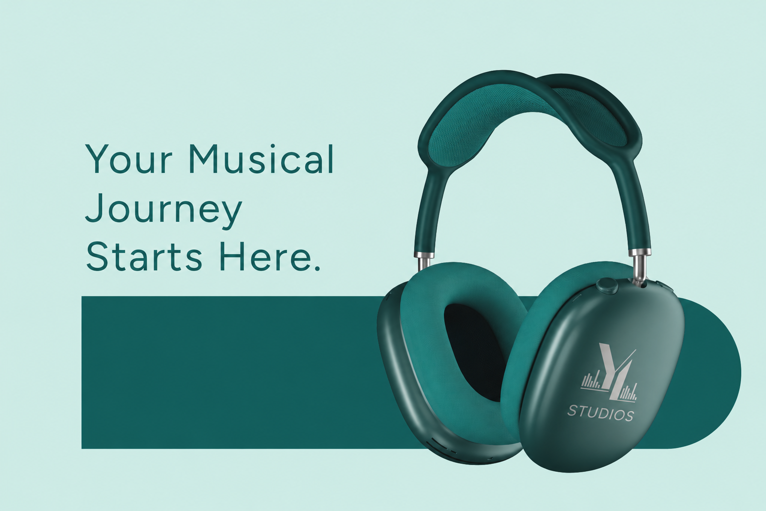YL Studios headphones on a mint background